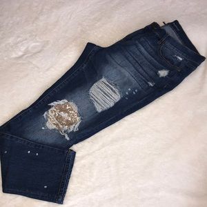 NY & Co SoHo Boyfriend Jeans with Sequin Accent